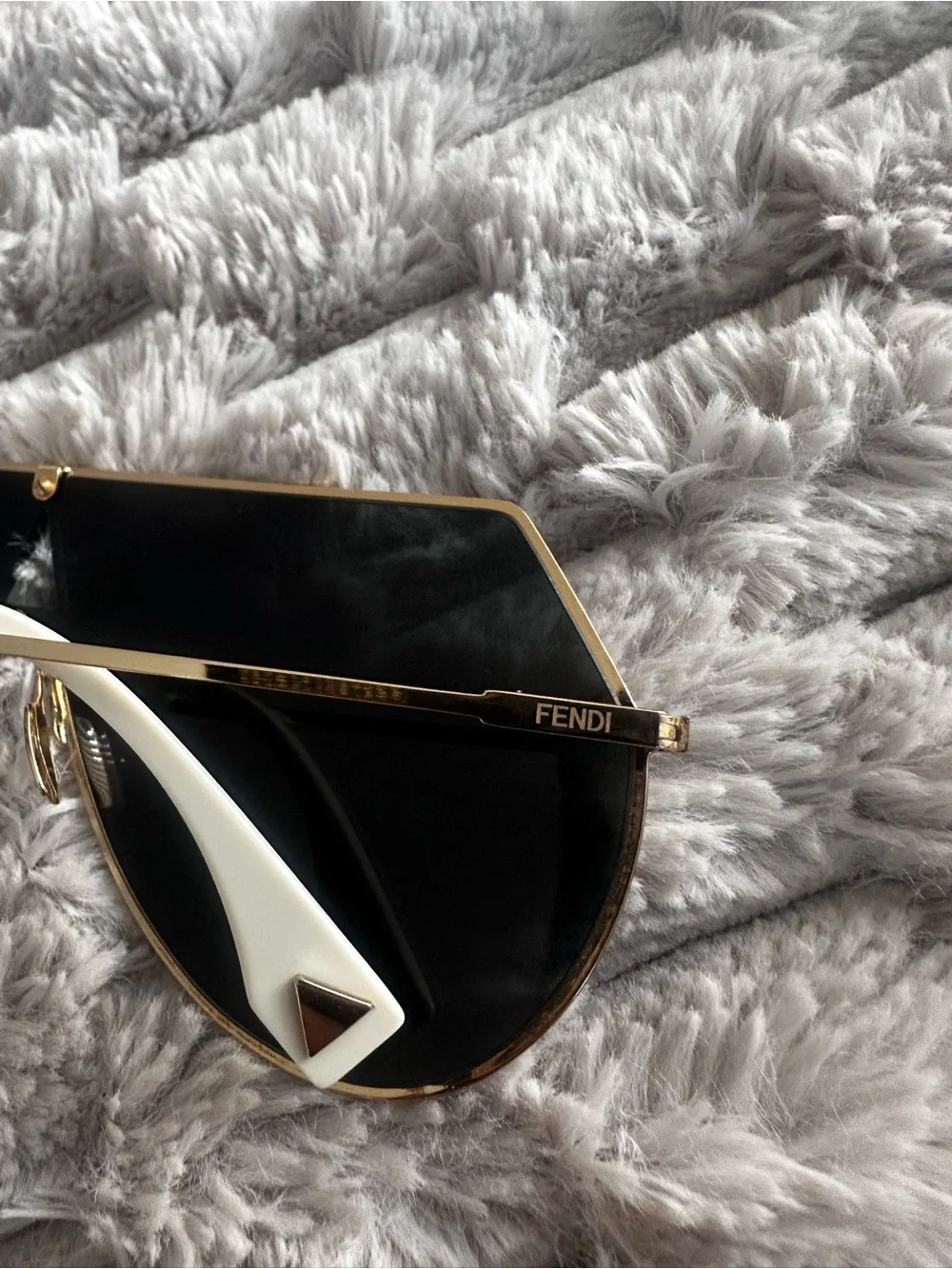 Fendi Gold Frame Pink mirror Lens Sunglasses